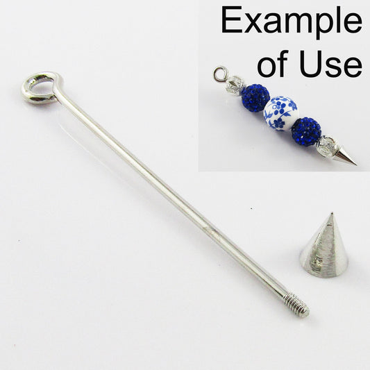 5pcs Beadable Arrow Bar Eye Pin Pendant Finding 60mm Pin 1.5mm Select Colour