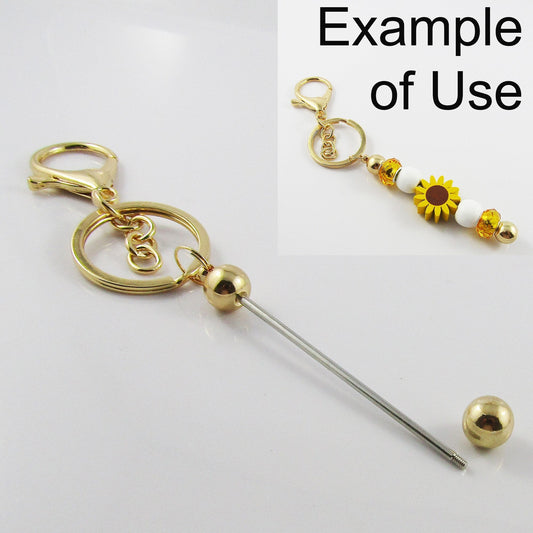 Lobster Clasp Key Ring Keychain with Beadable Bar 150mm Select Colour