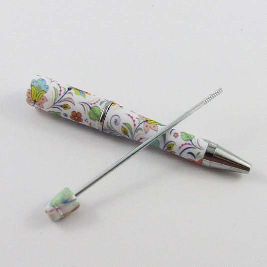 Blank DIY Flower Garden Print Beadable Pen 144mm Select Qty