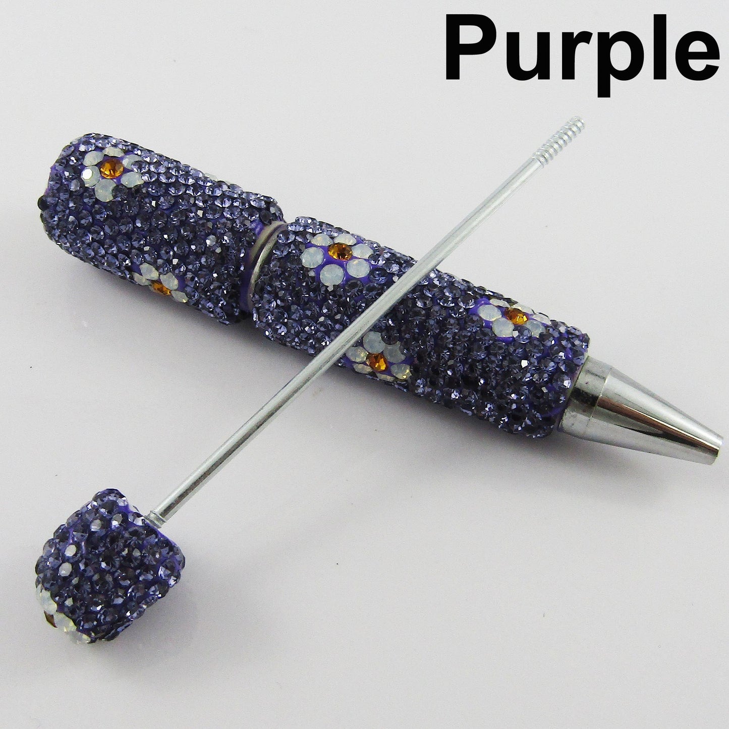 Blank DIY Deluxe Rhinestone Daisy Beadable Pen 145mm Select Colour