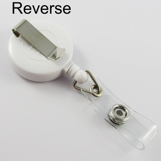 5pcs DIY Swipe Card Retractable ID Badge Reel with Belt Clip White 86x32x16mm