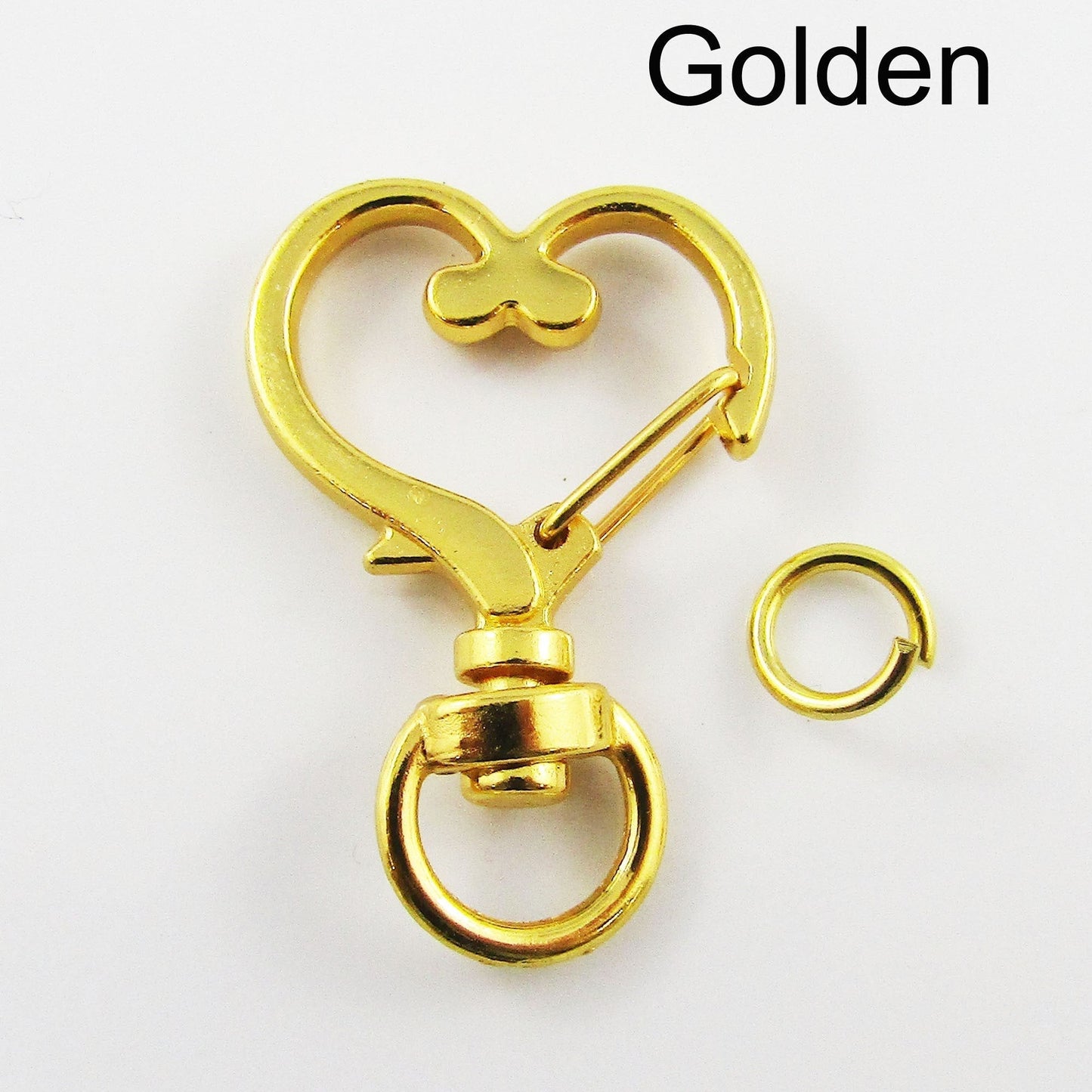5pk Snap Hook Heart Clasp 35x23mm with Swivel Eye and Jump Ring Select Colour