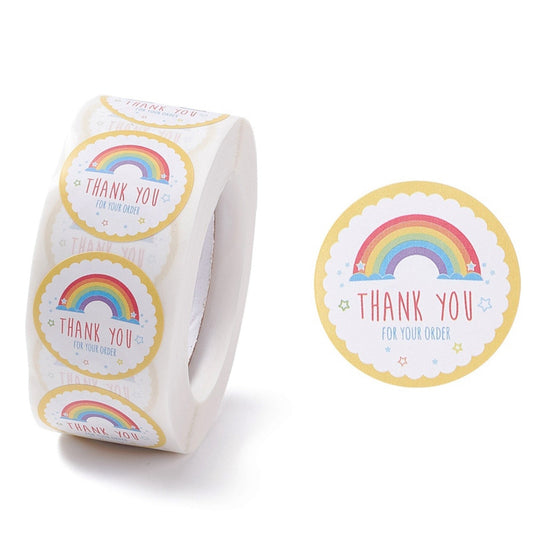 1 Roll 500pcs Thank You For Your Order Self Adhesive Paper Sticker Labels 25mm