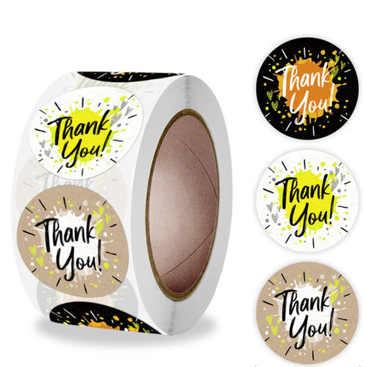1 Roll 500pcs Starburst Thank You Self Adhesive Paper Sticker Labels 25mm