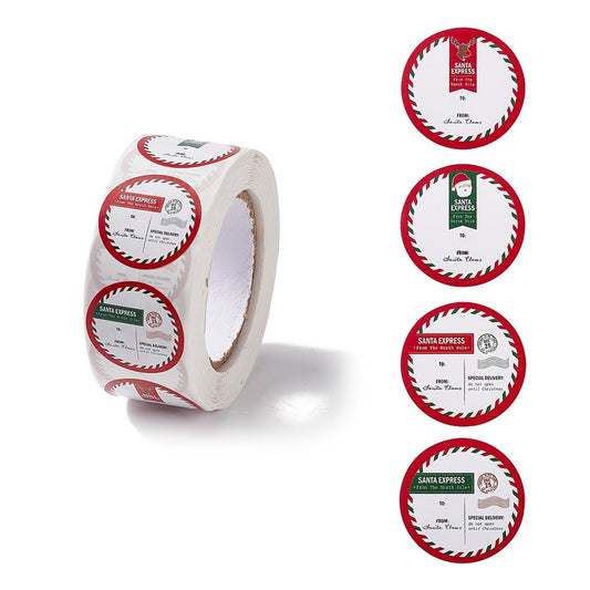 1 Roll 500pcs Christmas Letter To Santa Round Self Adhesive Paper Stickers 25mm