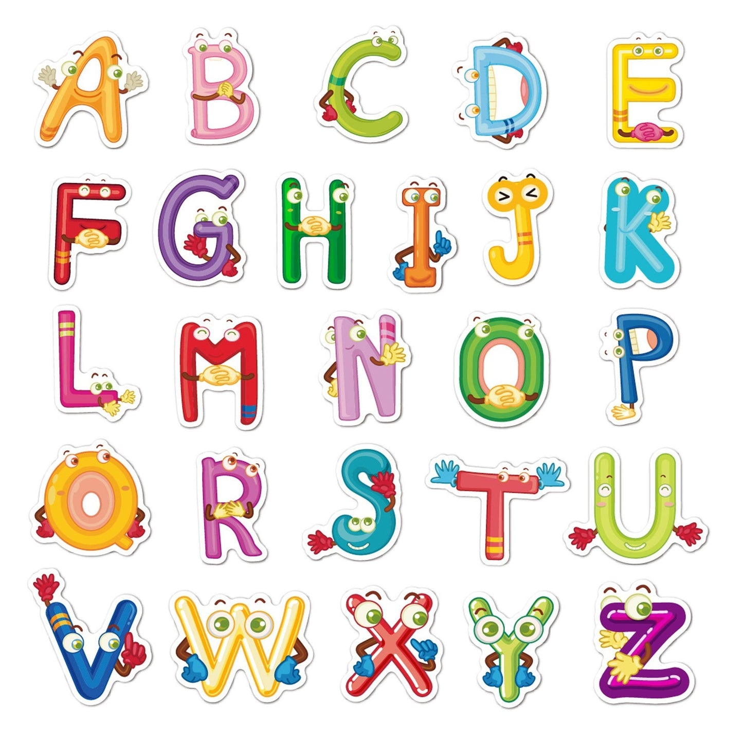 52pcs Cartoon Alphabet Sticker Bundle Schoolbooks Cards Junk Journal