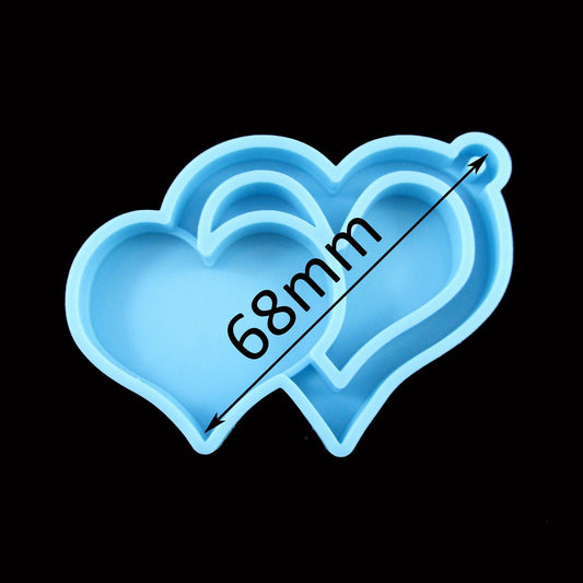 Valentine Double Heart Pendant Keychain Silicone Mould for Epoxy Resin