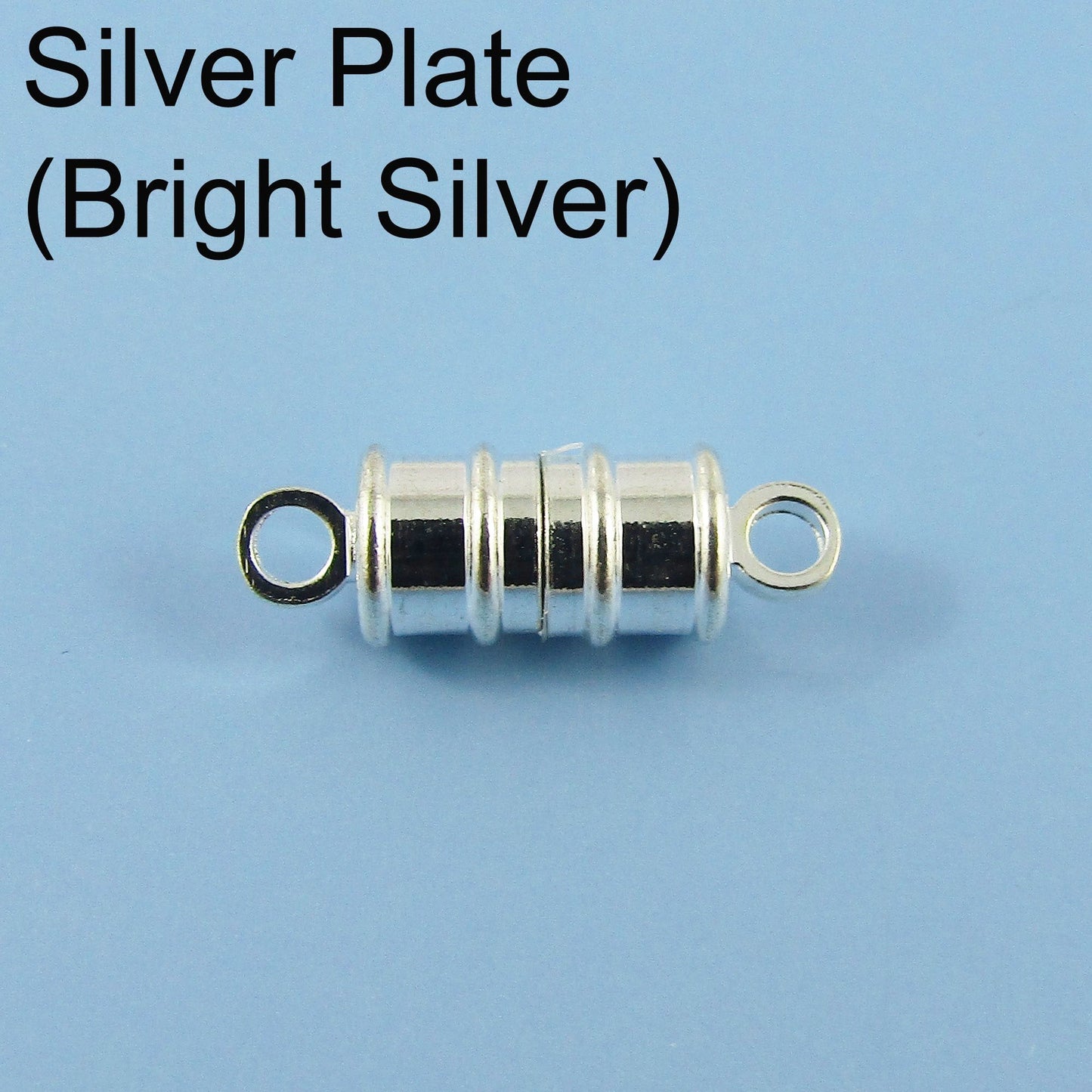 5 Sets Barrel Column Magnetic Clasp Silver Plate 17x6mm Hole 2mm