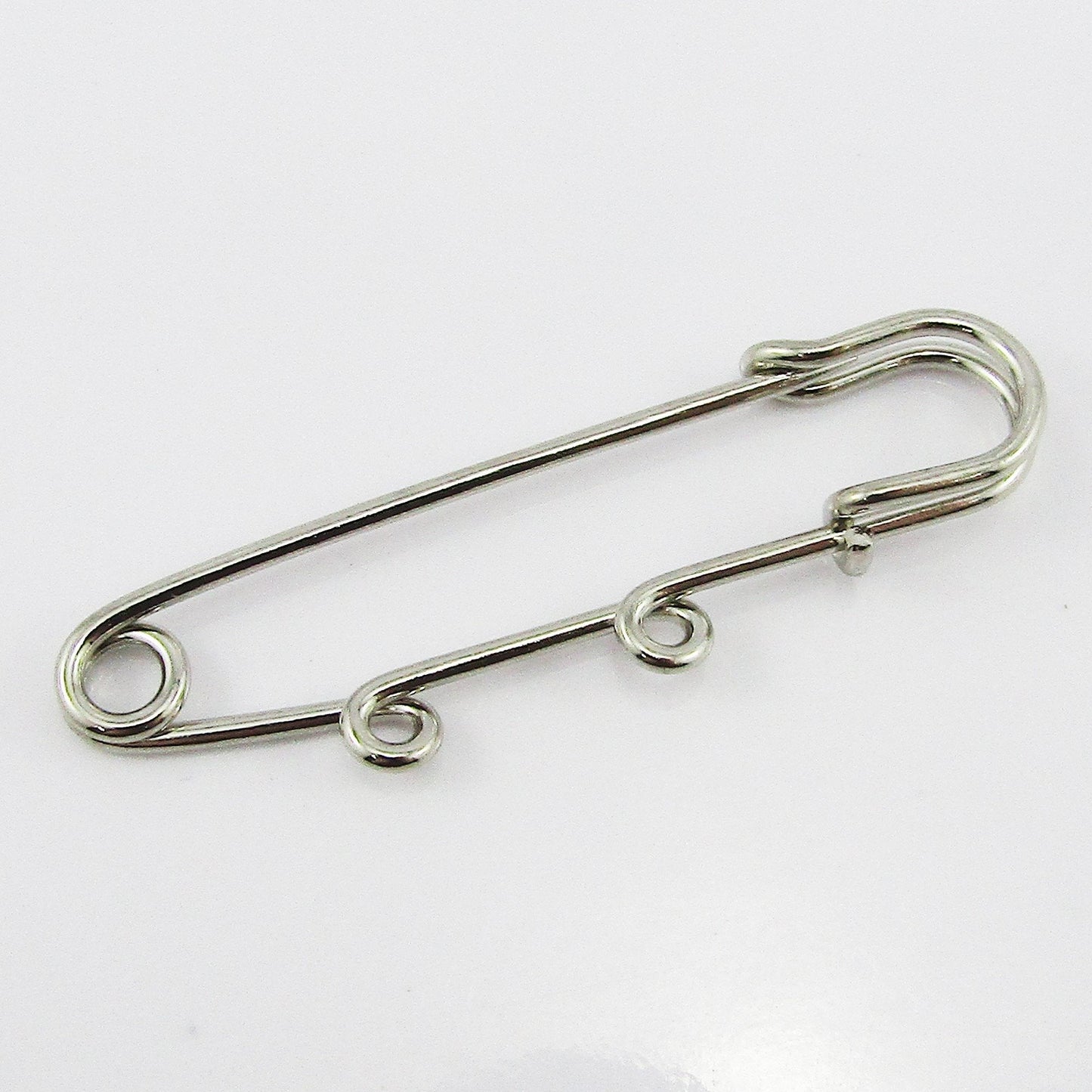 Bulk 5pk DIY Silver Tone 2 Loop 52mm Kilt Pin Safety Pin Brooch