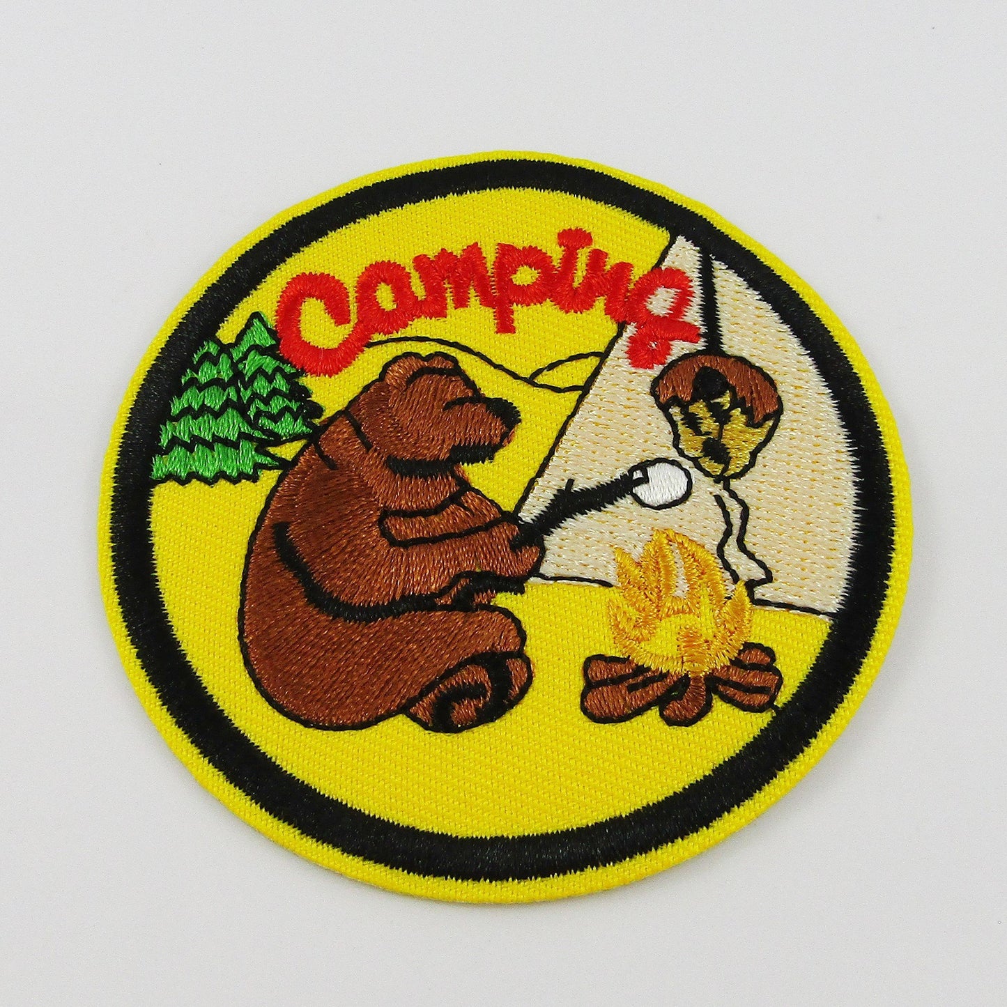1pce Iron on / Sew On Camping Bear Embroidery Applique Patch 72mm