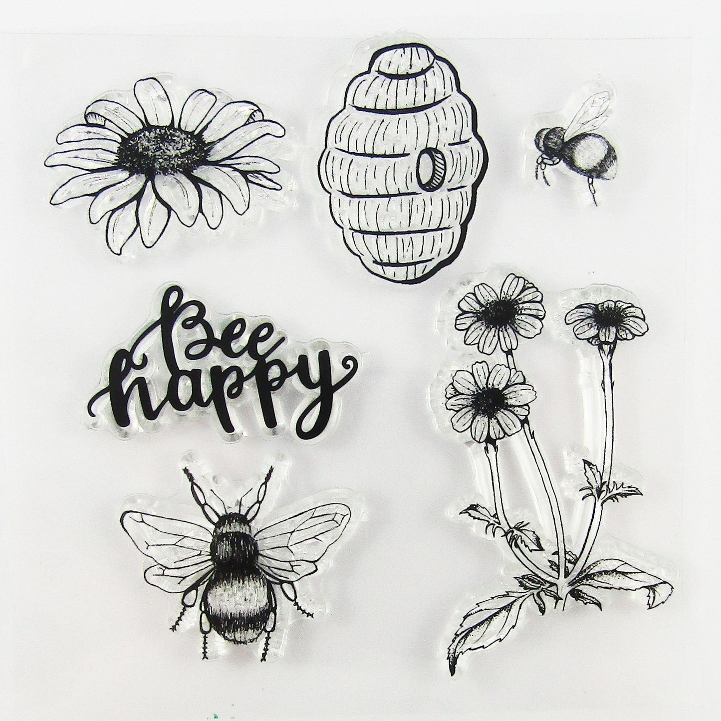 Bee Happy Beehive Clear Stamp Silicone Rubber Scrapbooking Card Making