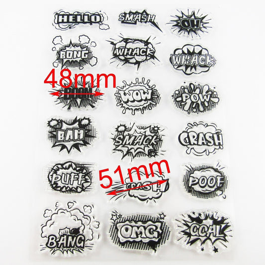 Starburst Words Clear Stamp Sheet Silicone Rubber Scrapbooking Card Making