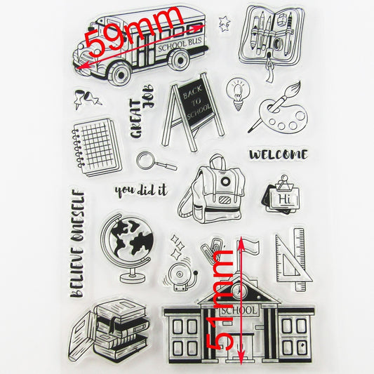 School Bus Back to School Clear Stamp Sheet Silicone Rubber Journal Card Making