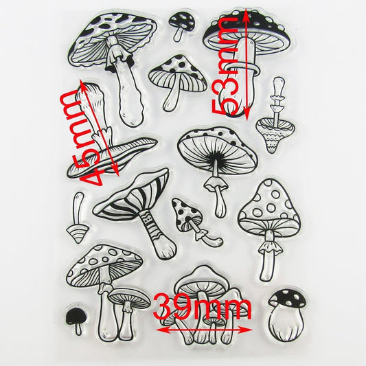Toadstool Mushroom Clear Stamp Sheet Silicone Rubber Journal Scrapbook Cards