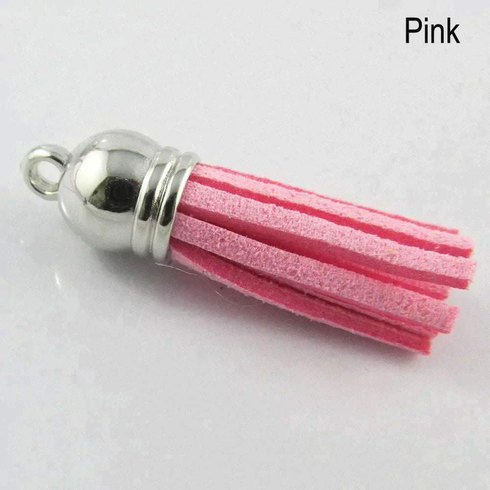 10pce Faux Suede Tassel 35-37mm CCB Acrylic Cap Pick Colour Fashion Accessory