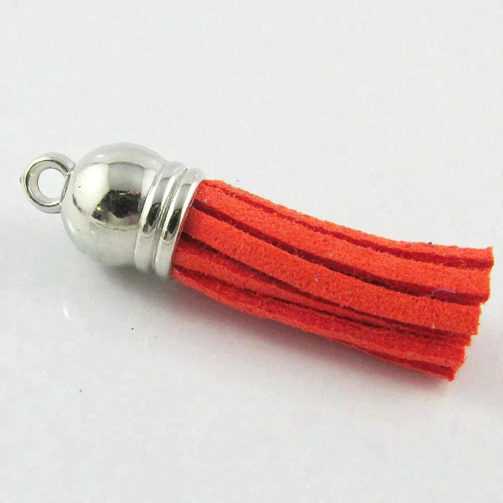 10pce Faux Suede Tassel 35-37mm CCB Acrylic Cap Pick Colour Fashion Accessory