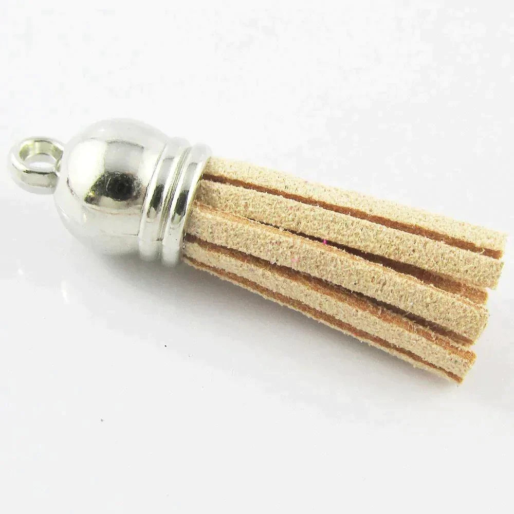 10pce Faux Suede Tassel 35-37mm CCB Acrylic Cap Pick Colour Fashion Accessory