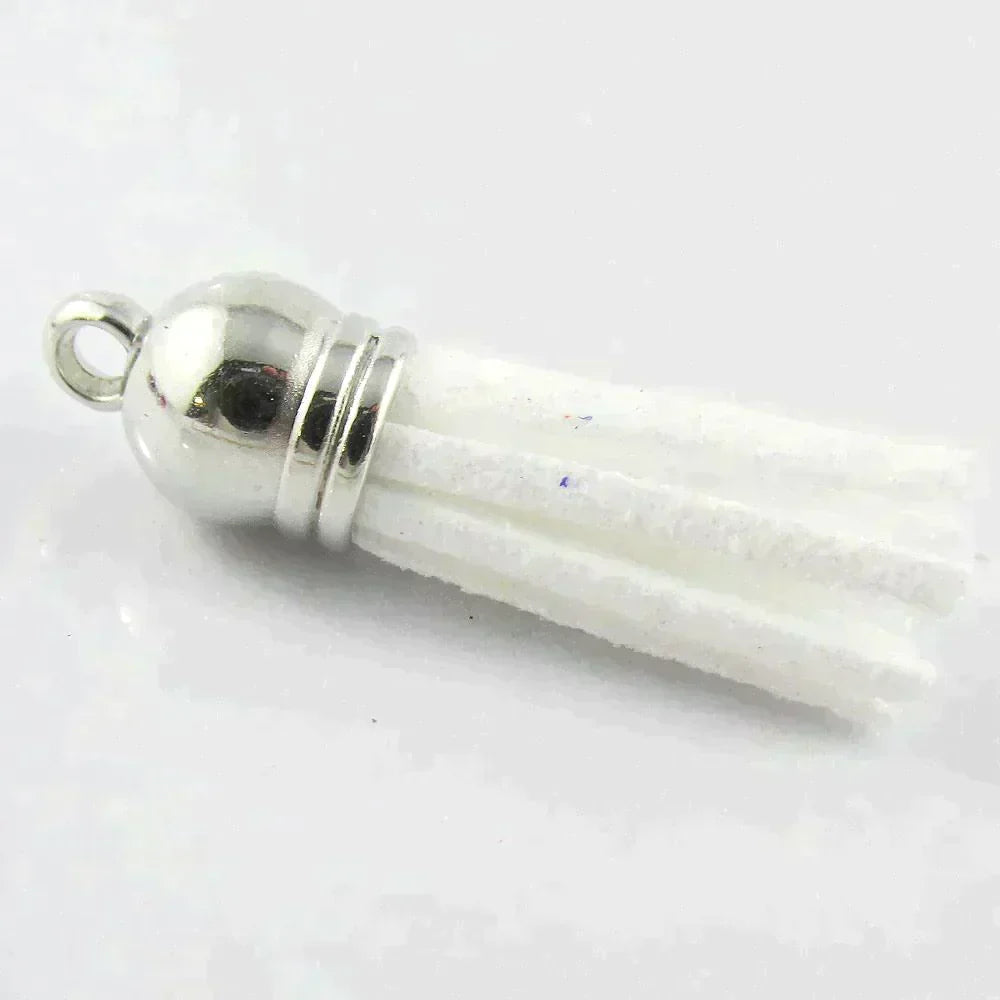 10pce Faux Suede Tassel 35-37mm CCB Acrylic Cap Pick Colour Fashion Accessory