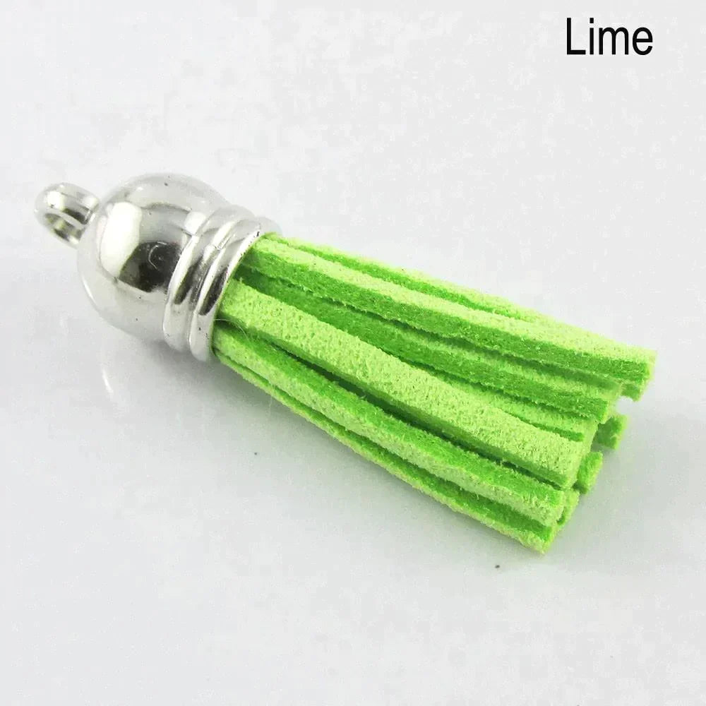 10pce Faux Suede Tassel 35-37mm CCB Acrylic Cap Pick Colour Fashion Accessory