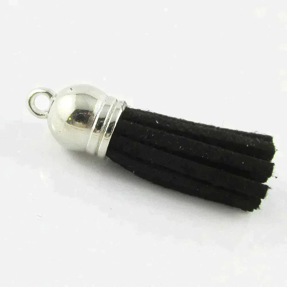 10pce Faux Suede Tassel 35-37mm CCB Acrylic Cap Pick Colour Fashion Accessory