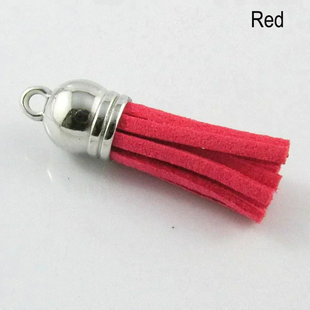 10pce Faux Suede Tassel 35-37mm CCB Acrylic Cap Pick Colour Fashion Accessory