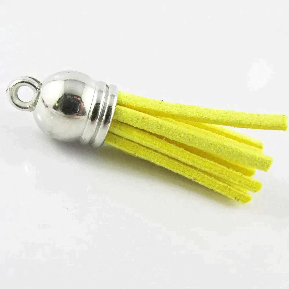 10pce Faux Suede Tassel 35-37mm CCB Acrylic Cap Pick Colour Fashion Accessory