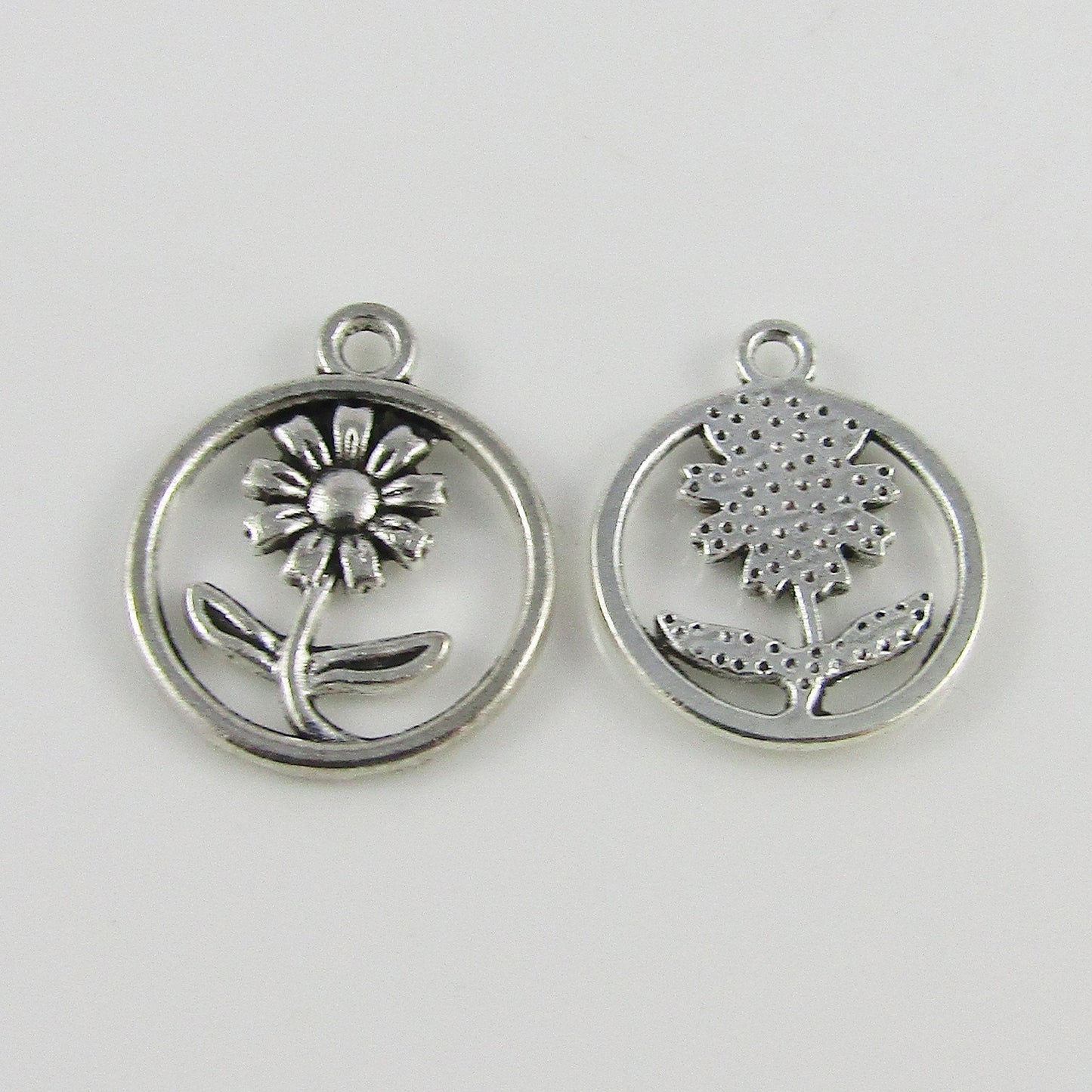 Bulk Daisy Circle Tag Charm Pendant Select Qty