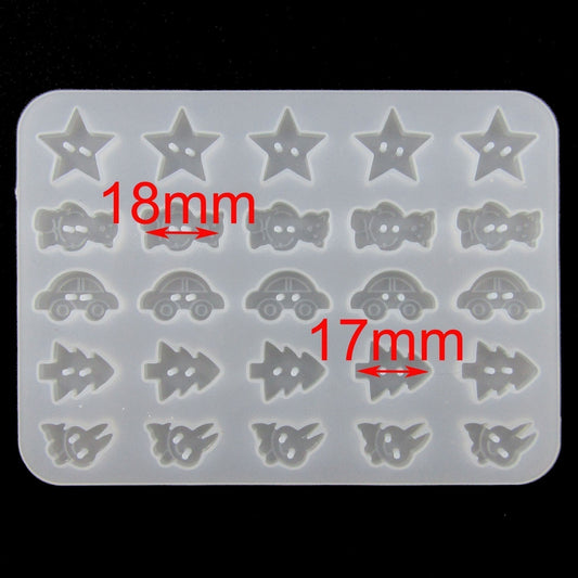 Star Teddy Car Tree Rabbit Novelty Button Silicone Casting Mould for Epoxy Resin