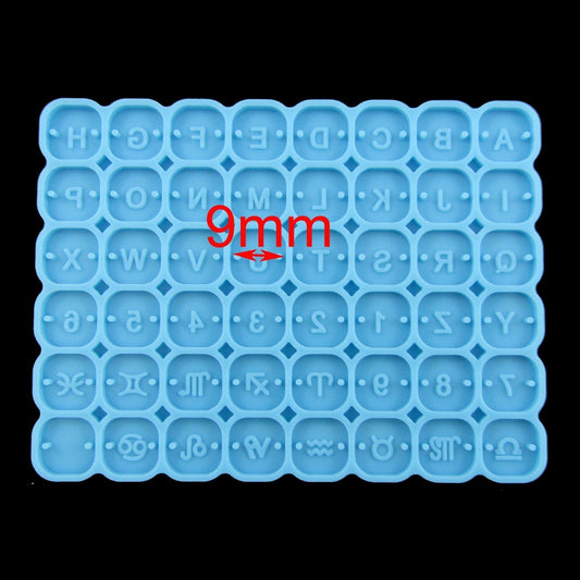 MINI Square Alphabet Number Zodiac Charm Silicone Casting Mould for Epoxy Resin