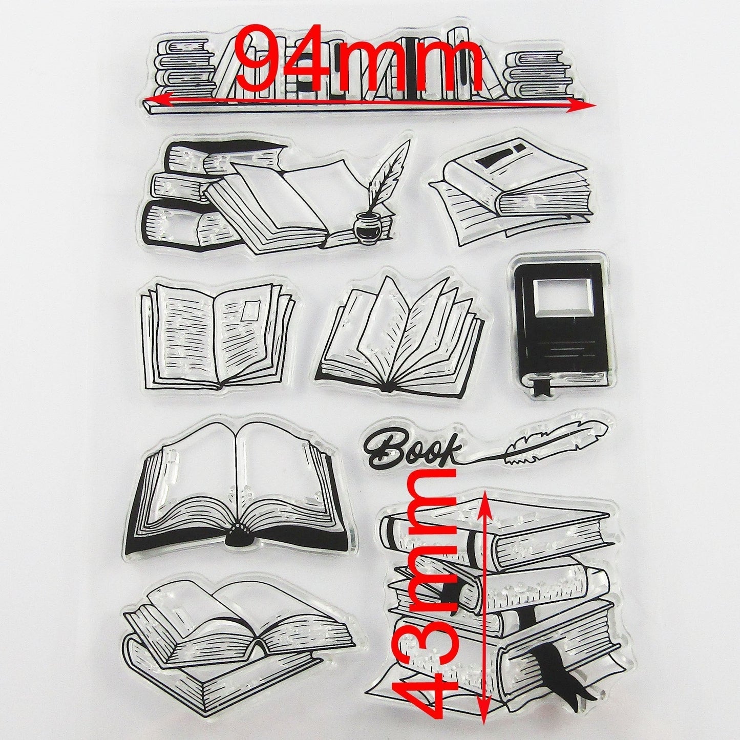 Books on a Bookshelf Clear Stamp Sheet Silicone Journal Scrapbook Cards