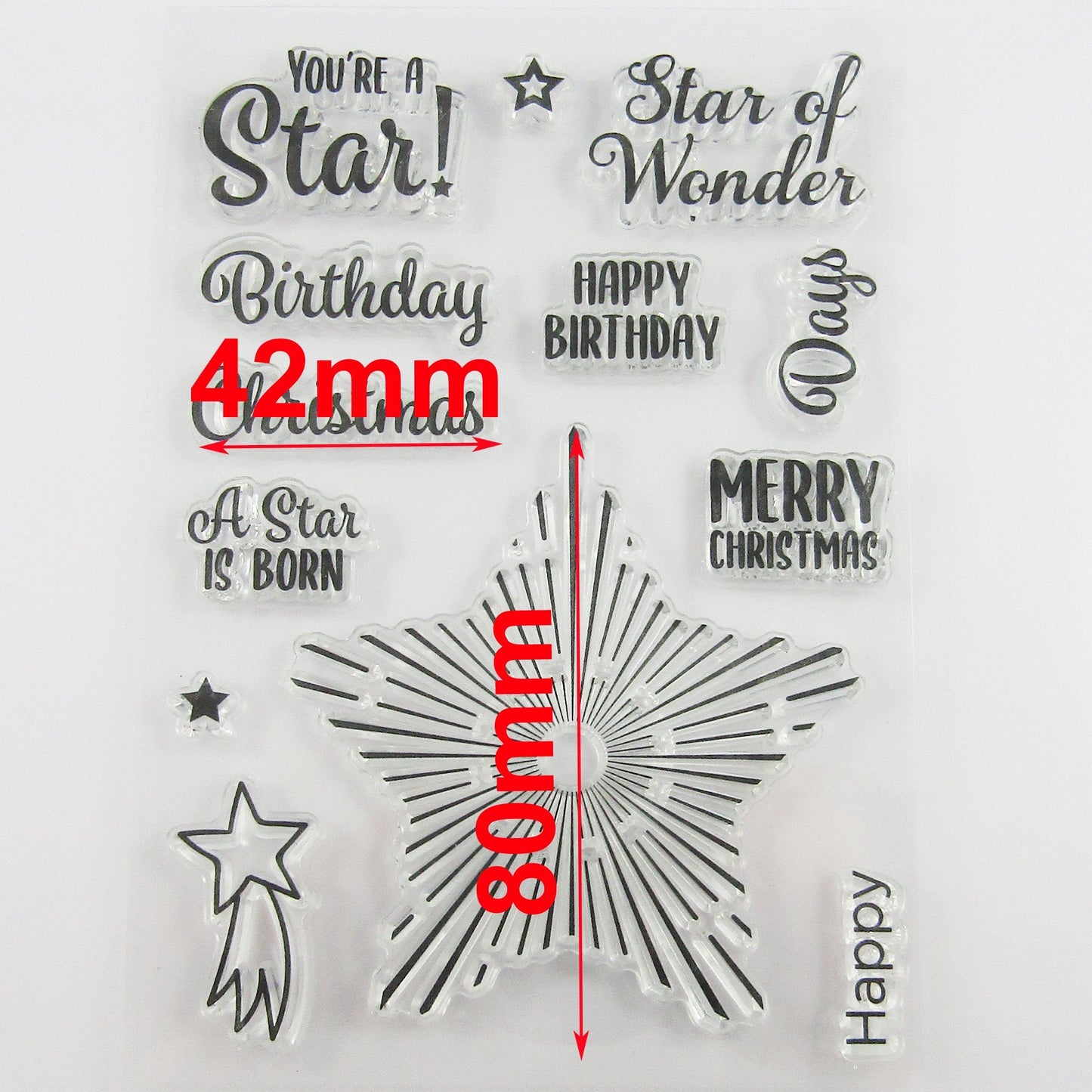 Birthday Christmas Star Clear Stamp Sheet Silicone Journal Scrapbook Cards