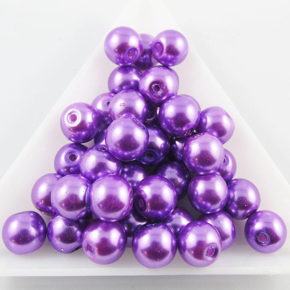 50g 70+ pcs Round Glass Pearl Beads 7mm Select from 12 colours