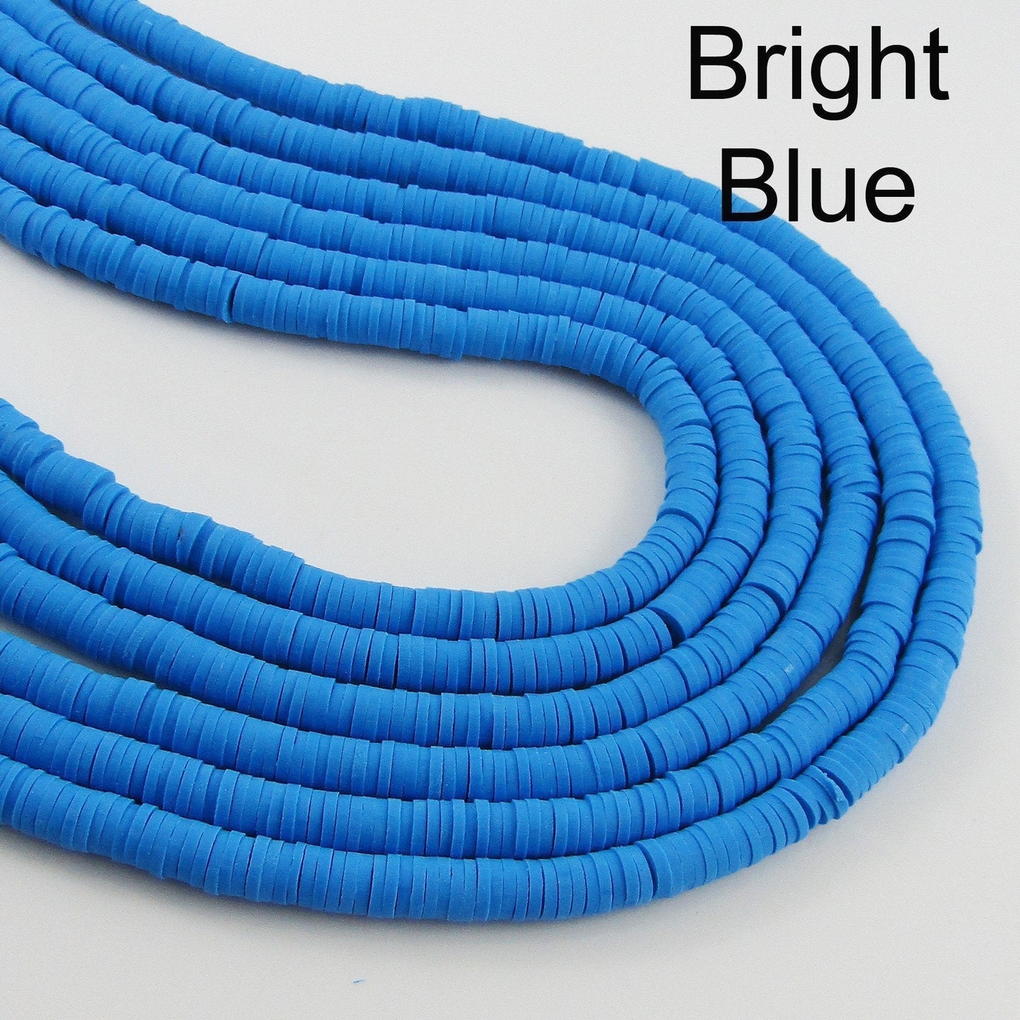 One Strand 330pcs Wafer Disc Bright Blue Polymer Clay Beads Katsuki Bead 6mm