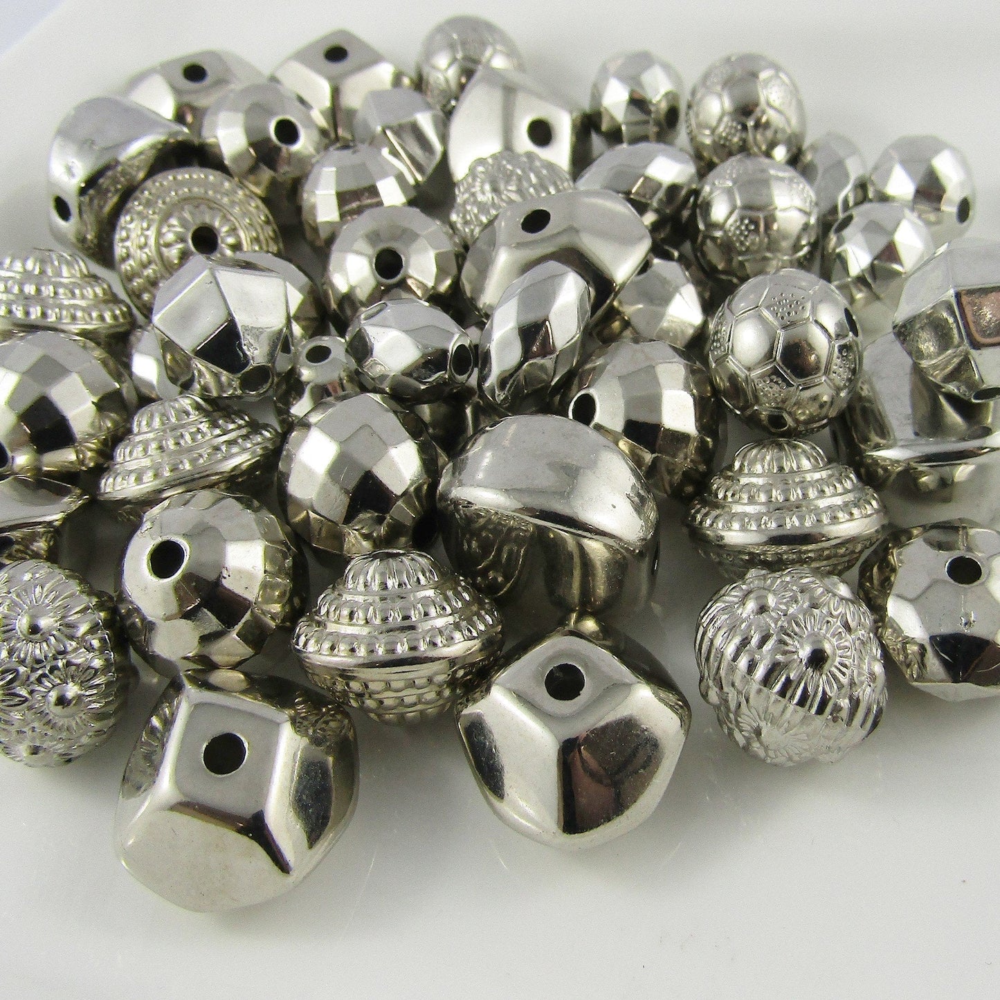 50gram Platinum Large CCB Acrylic Beads Mixed Shape & Size for Jewellery Making