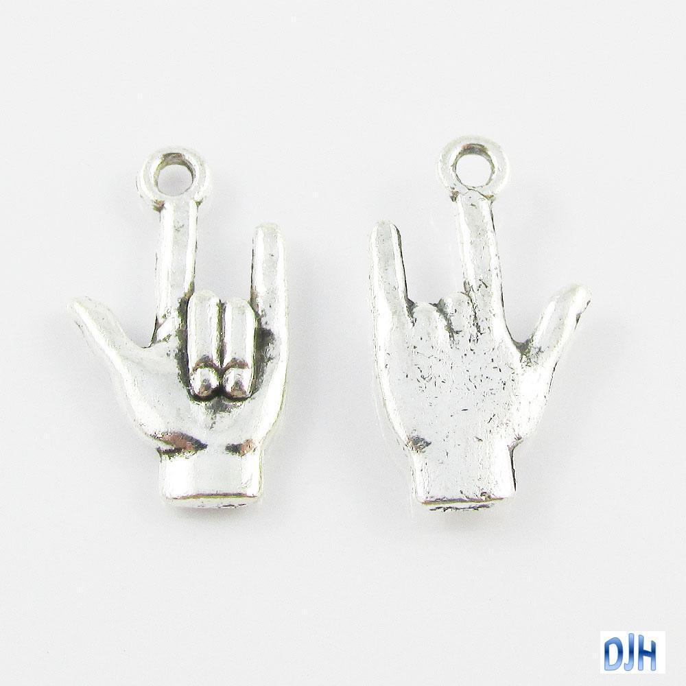 Bulk Hand Sign for I Love You Charm Pendant 22x12mm Select Qty
