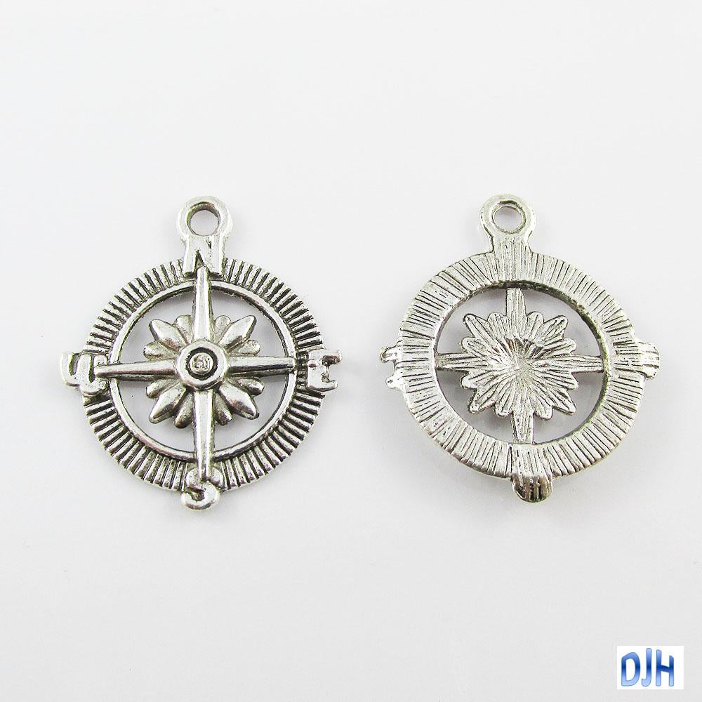 Bulk Compass Charm Pendant Nautical Navigation Maritime Sea 29x25mm Select Qty