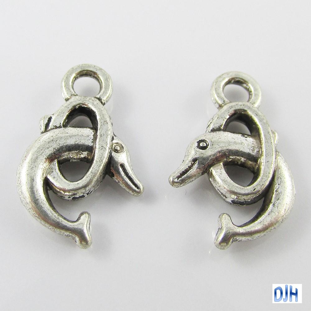 Bulk Performing Dolphin & Ring Charm Pendant Marine Animal 19x12mm Select Qty