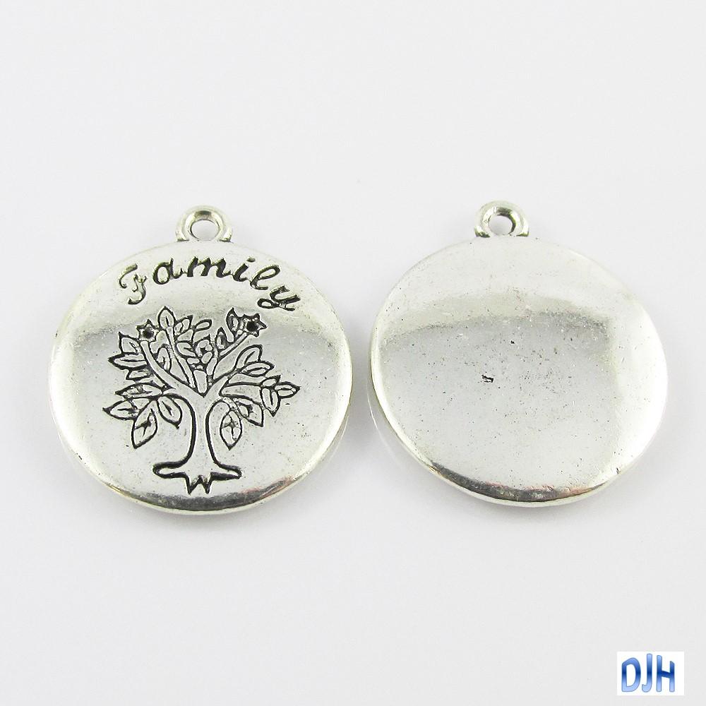 Bulk Family Tree Charm Pendant Message Tag 21x25mm Select Qty