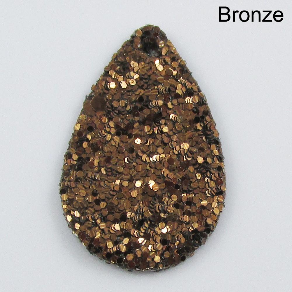 Bulk 6pce Metallic Glitter Charm Pendant Teardrop PU Leather Select Colour