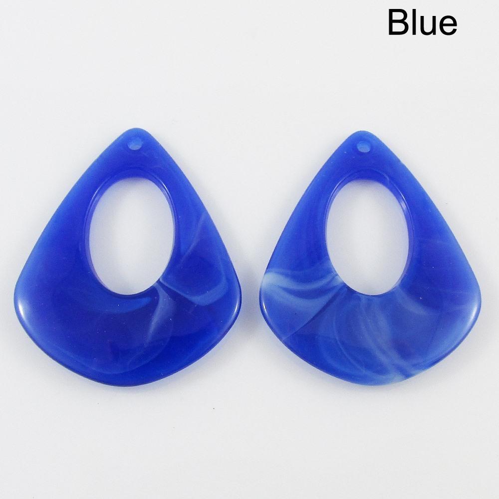Bulk 10pc Marbleized Drop Charm Pendant Acrylic Retro Accessories Select Colour