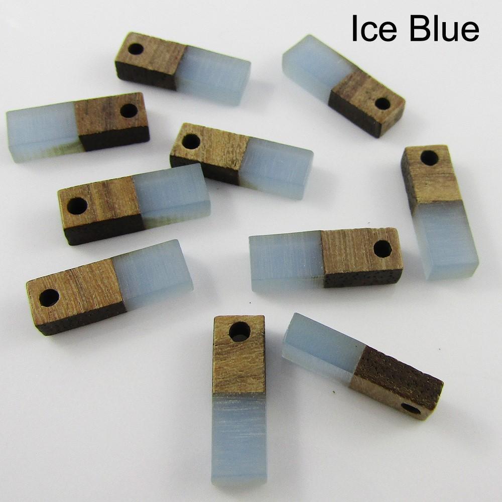 Bulk Resin & Wood Rectangle Charm Pendant 17x5mm Select Colour