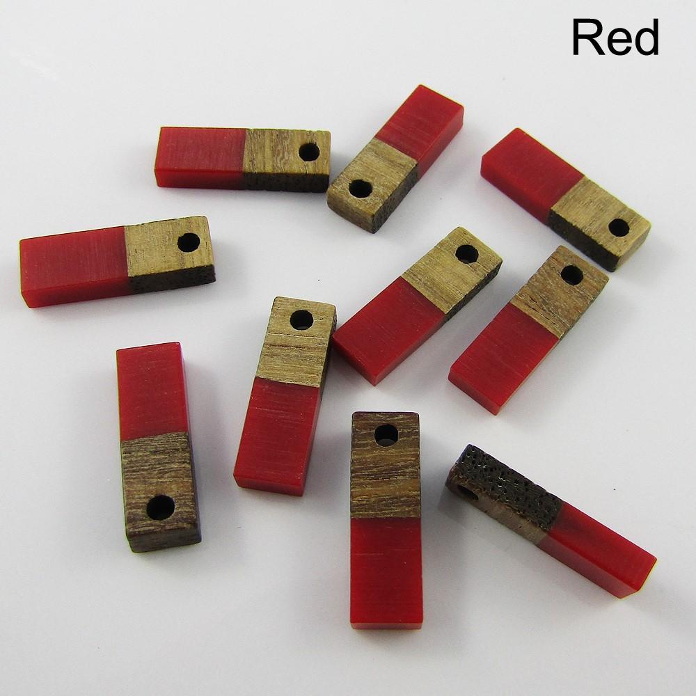 Bulk Resin & Wood Rectangle Charm Pendant 17x5mm Select Colour