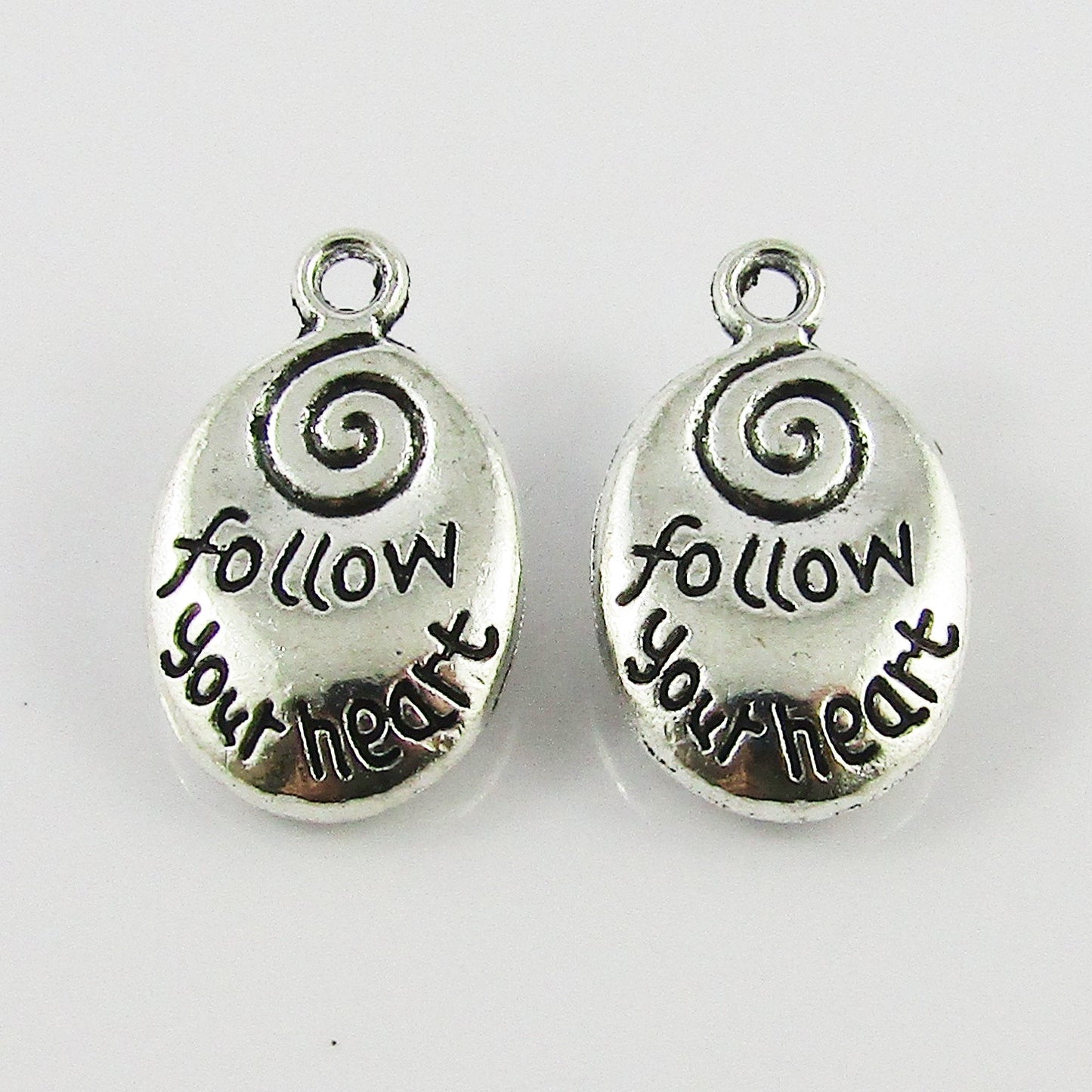 Bulk Follow your Heart Charm Pendant Message Tag Alloy 20x12mm Select Qty