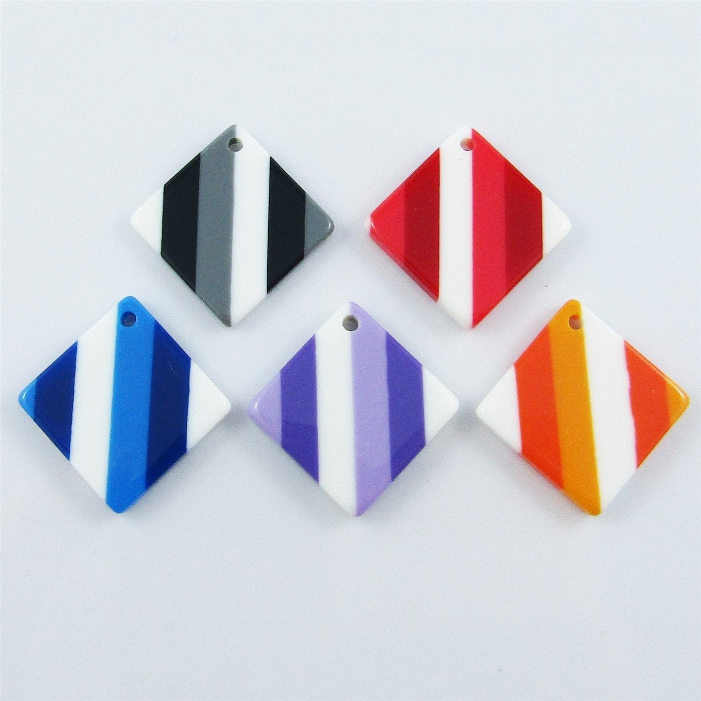 Bulk 10pcs Striped Rhombus Charm Pendant Acrylic 29x29x4mm Random Mixed Pairs