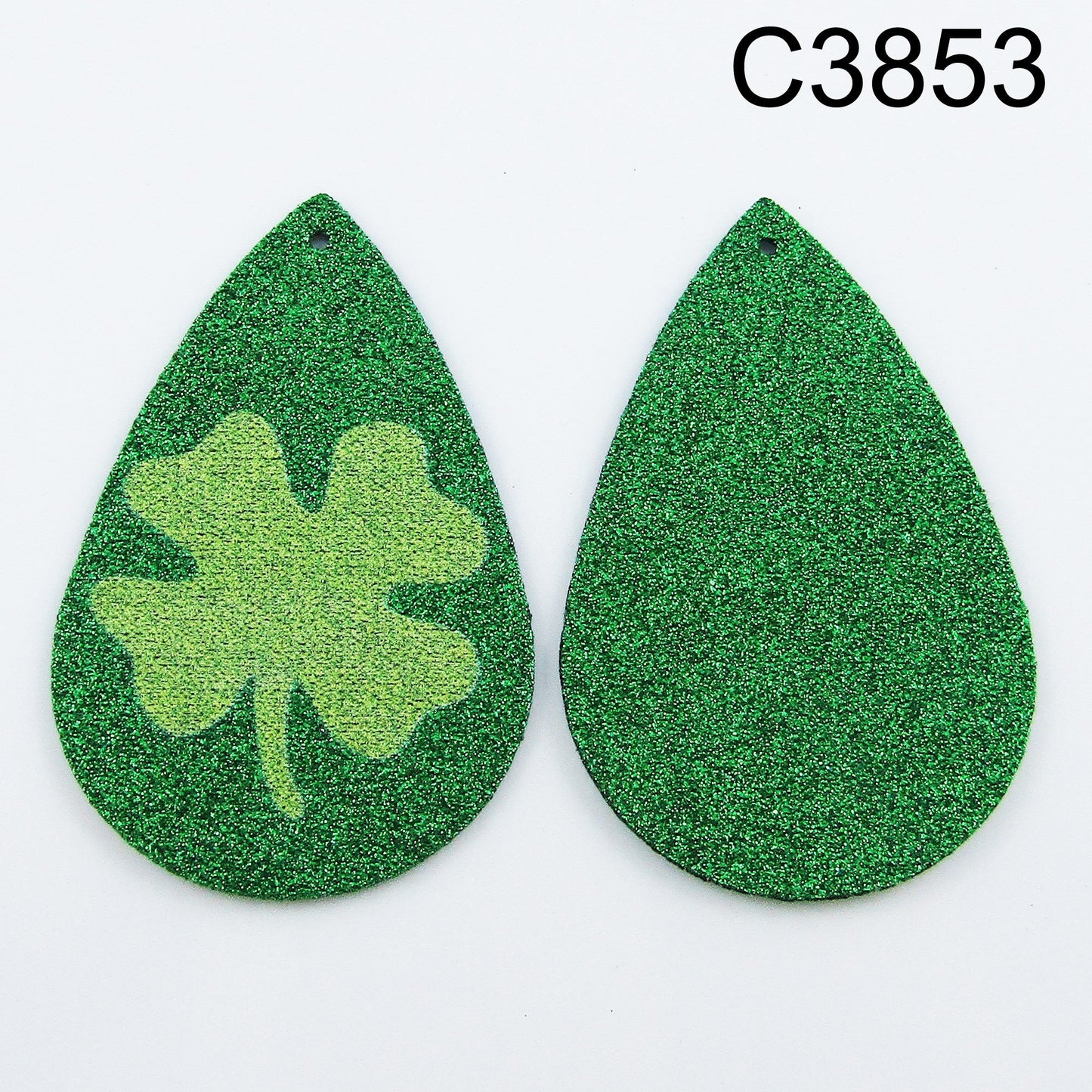 Bulk Four Leaf Clover Charm Pendant Teardrop PU Leather 56x37mm Pick Design