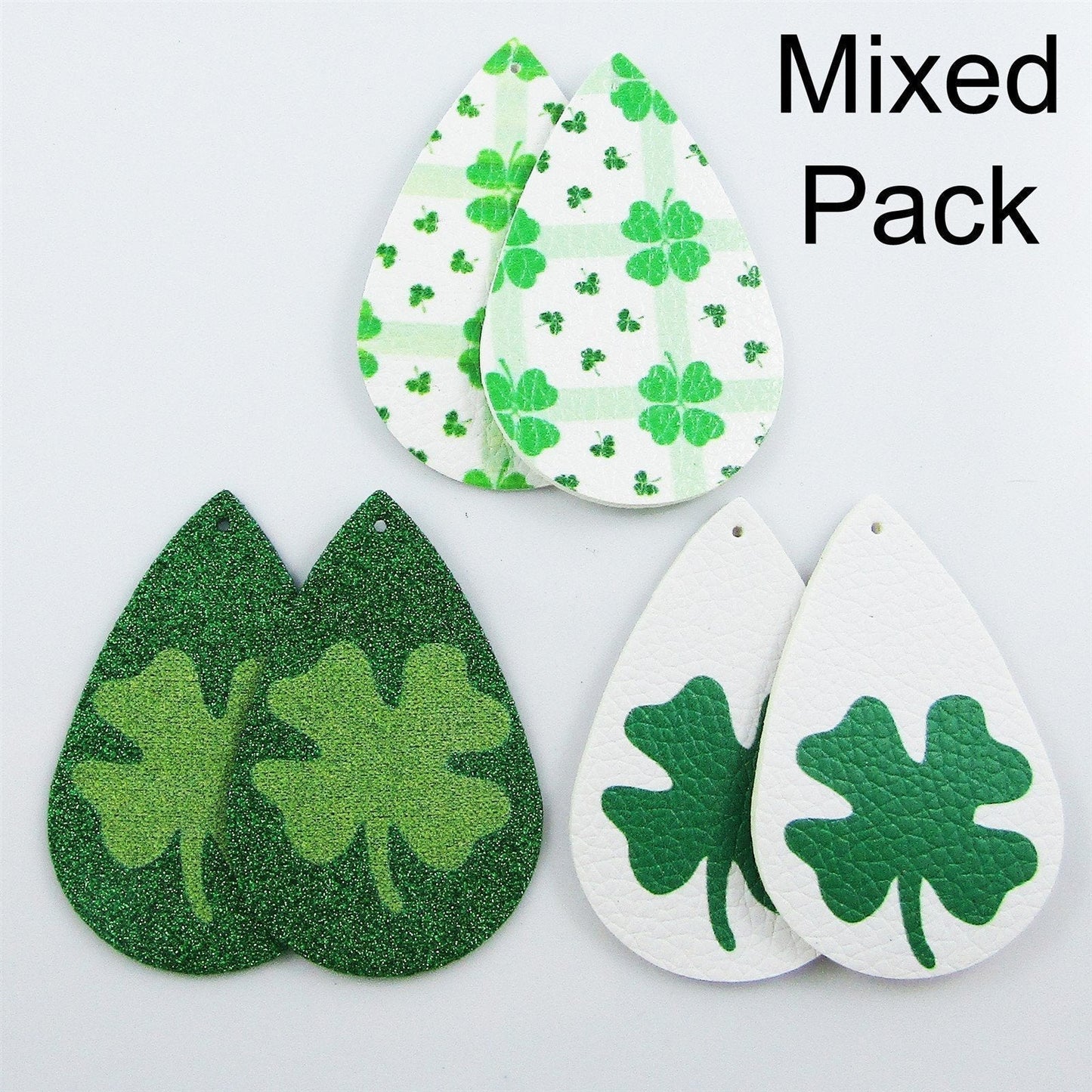 Bulk Four Leaf Clover Charm Pendant Teardrop PU Leather 56x37mm Pick Design