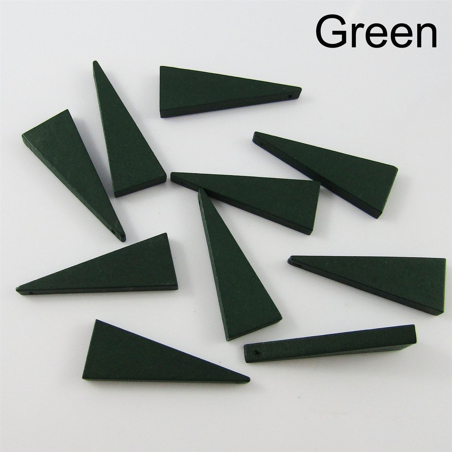 Bulk 10pce Wood Triangle Charm Pendant 40x15mm Select Colour