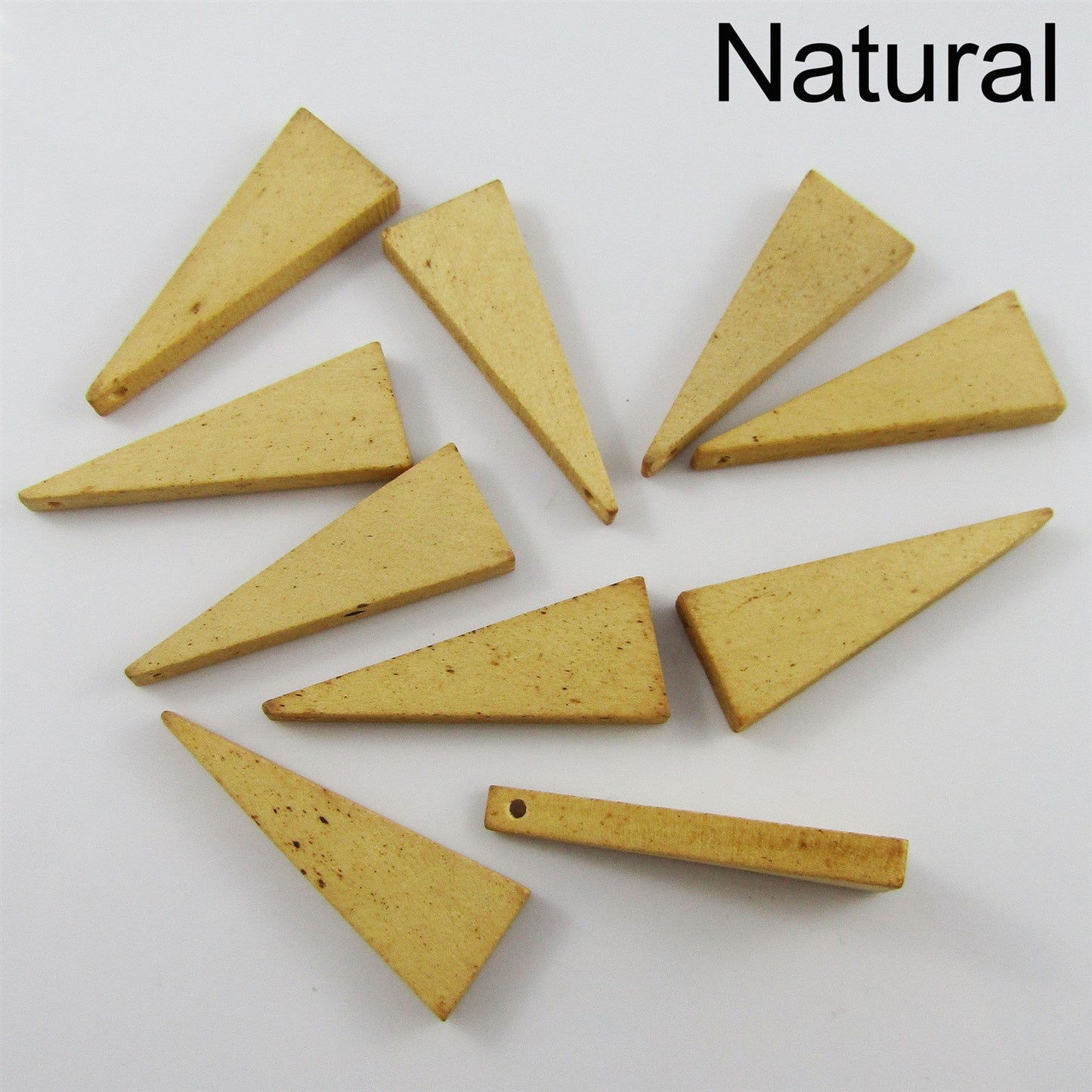 Bulk 10pce Wood Triangle Charm Pendant 40x15mm Select Colour