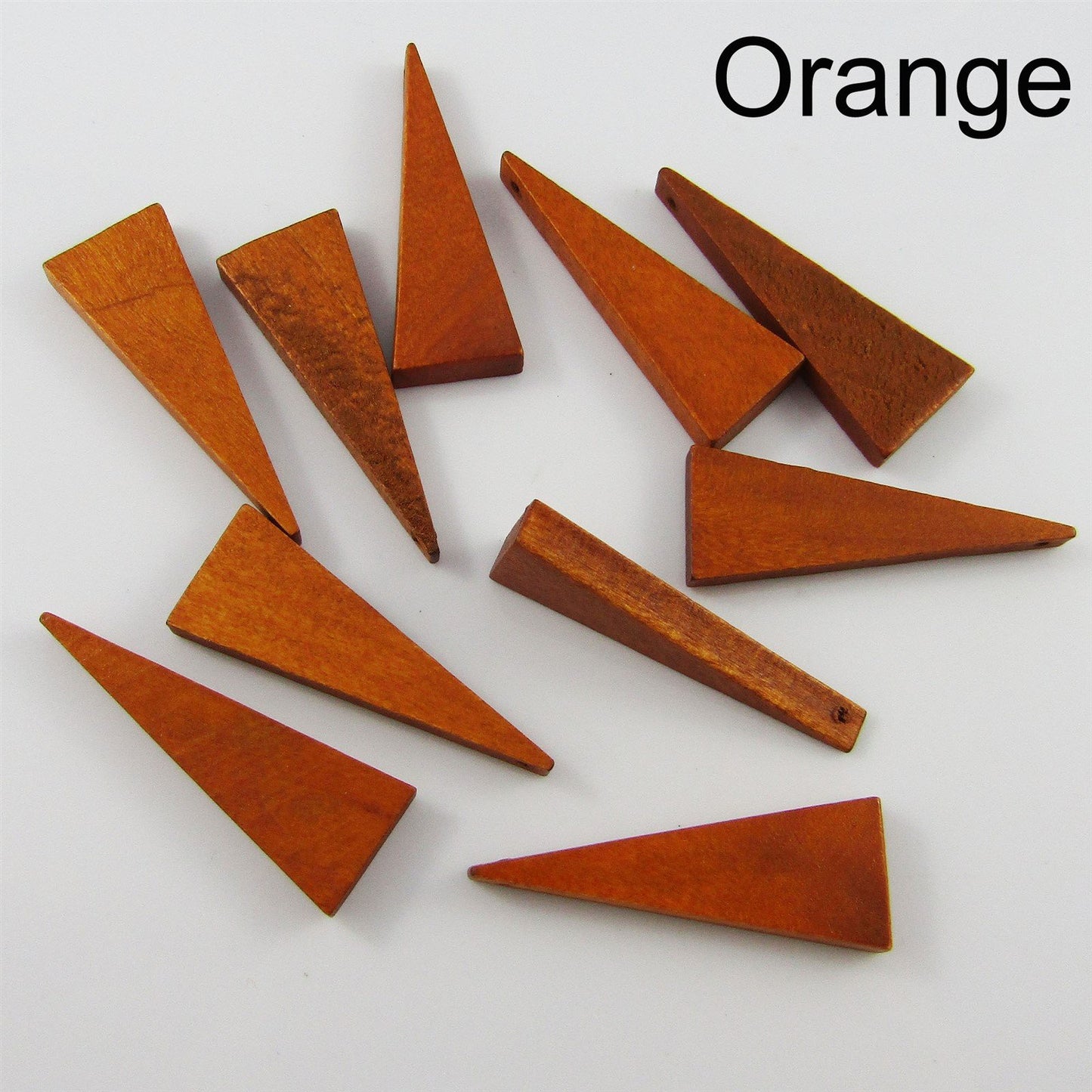Bulk 10pce Wood Triangle Charm Pendant 40x15mm Select Colour