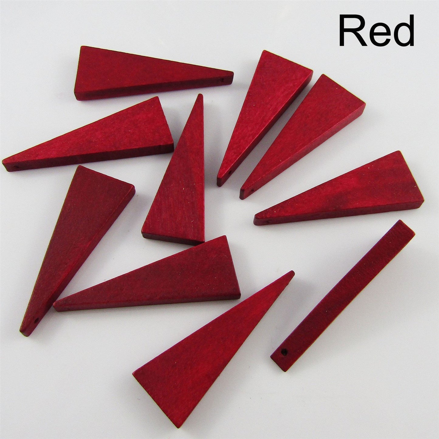 Bulk 10pce Wood Triangle Charm Pendant 40x15mm Select Colour